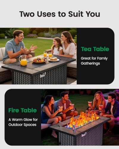 Ciays 43″ Fire Pit Table, with Ceramic Tabletop for Outside Patio & Party - Image 4
