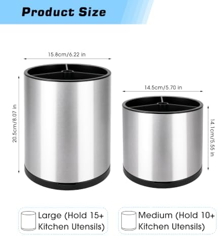 360°Rotating Kitchen Utensil Holder, 8"+5.5" Utensil Crocks for Countertop - Image 2