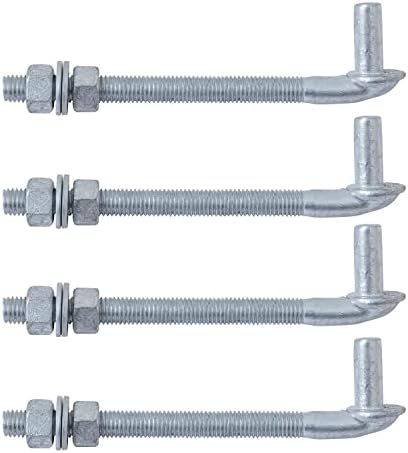 VIVIDA J Bolt Gate Hinge, 5/8" X 8" Heavy Duty Gate Hinge Bolt, 4-Pack by VIVIDA