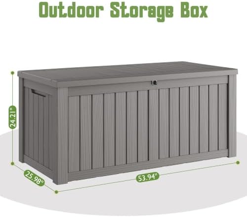 Outdoor Storage Waterproof Deck Box for Patio (150 Gallon, Grey) - Image 3