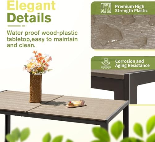 Homall 7 Pieces Patio Dining Set, Metal Outdoor Dining Set for 6, Brown - Image 3