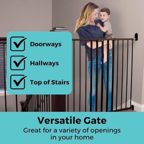 Toddleroo Easy Swing & Lock Baby Gate for Top of Stairs: 36" Tall, Bronze - Image 3
