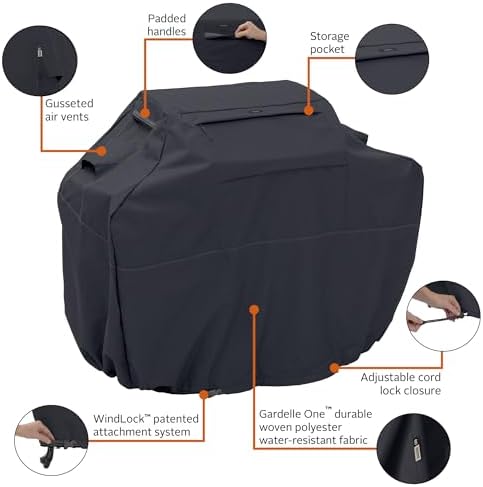 Classic Accessories Ravenna Water-Resistant 64 Inch BBQ Grill Cover, Black - Image 2