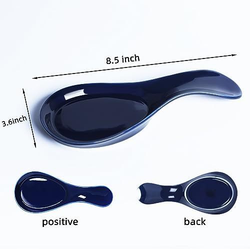 GDCZ Large Porcelain Spoon Rest for Kitchen Stove Top, Navy - Image 2