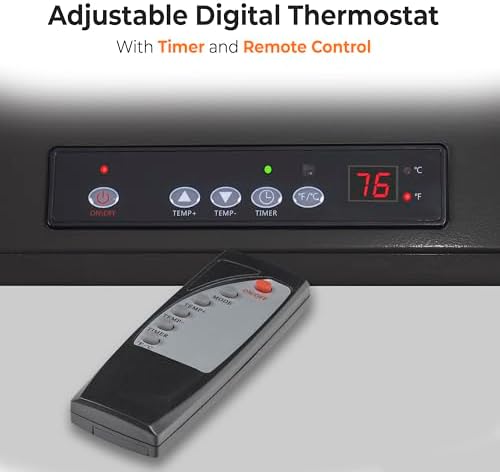Comfort Zone 10,00W Hard-Wired Garage Heater – Industrial & Commercial Ceiling Mount, 240V Fan-Forced Heater with Remote, Digital Thermostat, Timer, 2 Heat Settings, Overheat Protection, Black - Image 3