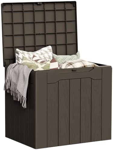 Greesum 33 Gallon Resin Deck Box All Weather Outdoor Storage Boxes, Dark Brown by BuynowfromGreesum