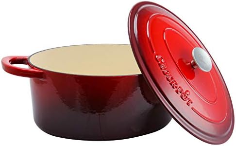 Crock-Pot Artisan Oval Enameled Cast Iron Dutch Oven, 7-Quart, Scarlet Red - Image 3