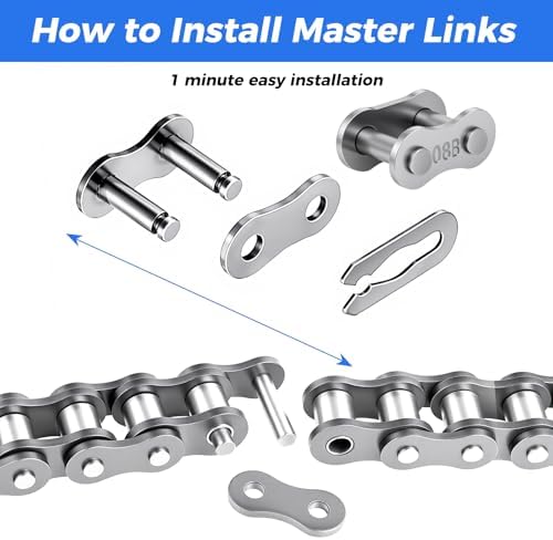 428 Roller Chain 10 Feet 169 Links, 08B Simplex Roller Chain for Chain Driven Sliding Gate Garage Openers, Extension 08B Metric Standard 428#, Includes Chain Breaker and 12 Connecting Links - Image 5