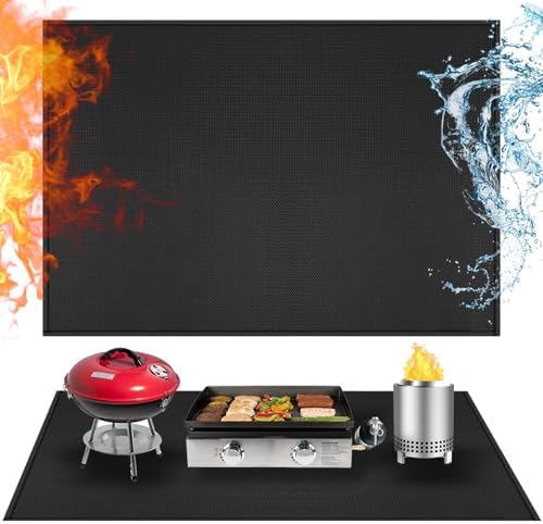 Heat Resistant Mats for Countertop fits Tabletop Grill, 48x36x0.04in, Black by Amerbro