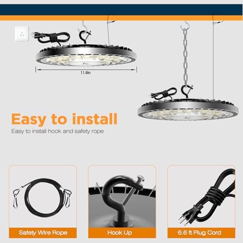 320W UFO High Bay LED Shop Lights, 4 Pack 45000LM Garage Lights - Image 6