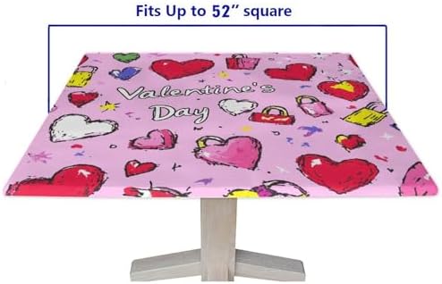 Square Outdoor Table Cloth, Love is in The Air Pattern Printed on Stain Resistant Table Cover Square, Great for Picnics BBQs Daily Meals, Fit for 52" x 52" Square Tables - Image 5