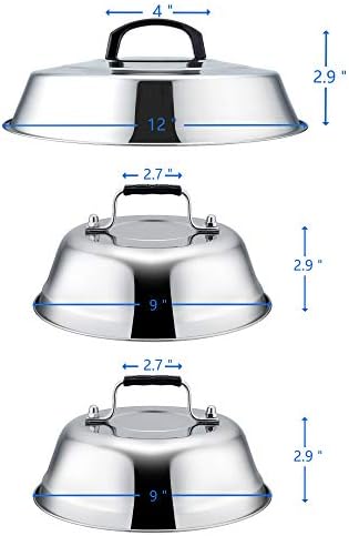 Leonyo Heavy-Duty Griddle Basting Cover Dome Set of 3(12INx1+9INx2) - Image 2