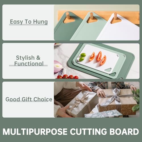 THETCHRY Plastic Cutting Board Set of 3-Cutting Boards for Kitchen BPA Free - Image 5