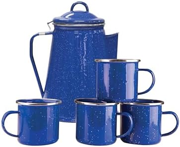 Stansport Enamel Percolator Coffee Pot & 4 Mug Set (11230),Blue by Stansport