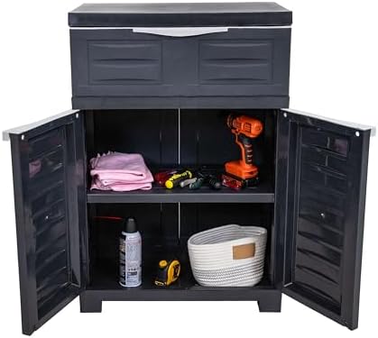 Sunnydaze 34.5" Garage Storage Cabinet with Adjustable Shelf, Charcoal - Image 6