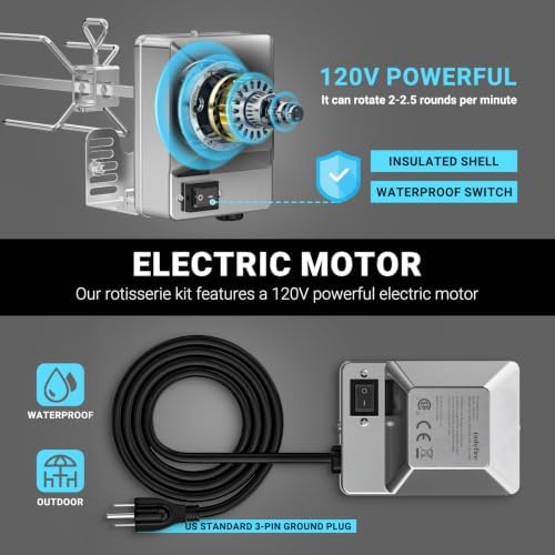 onlyfire Universal Stainless Steel Electric Grill Rotisserie Motor, 110V/4W - Image 3