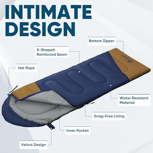 PTEROMY Sleeping Bags for Adults, Lightweight and Machine Washable, Water Resistant Backpacking Camping Sleeping Bag for Warm Cold Weather, Camping Essentials for Hiking Travel - Image 7