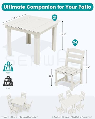 SERWALL HDPE Outdoor Square Dining Set for 4 - Image 2