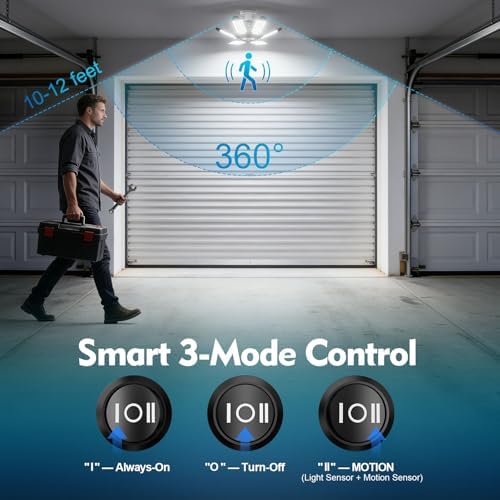 TANBABY Remote PIR Garage Light, 1 Pack, 6+1 Ceiling Light, 30000LM 6500K - Image 3