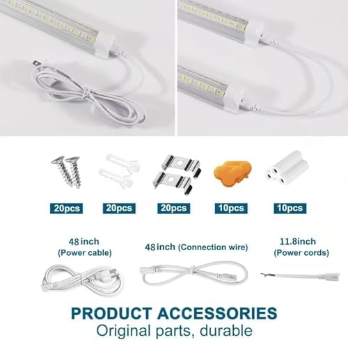 AQIQUUT Led Shop Lights 4FT 50W 6500K 7000LM Clear White,Shop Light 4FT 110V Linkable Integrated V-Shape for Shop Garage,Warehouse,Workbench and Workshop Commercial Bay Lighting(10-Pack) - Image 6