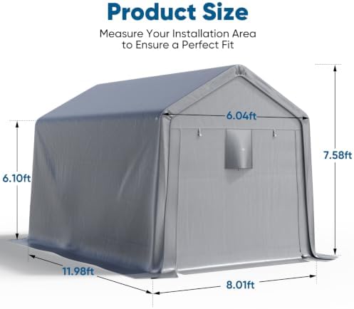 Quictent 8x12FT Long Storage Shelter Portable Shed with Roll-Up Door&Vents - Image 2
