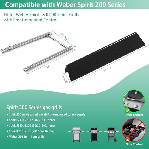 69785 Grill Burner Tubes & 7635 Flavorizer Bars for Weber Spirit I II 200 - Image 2