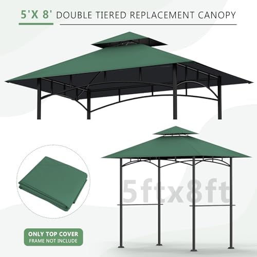 Grill Gazebo Canopy Replacement, 5 x 8 Ft, Green - Image 5