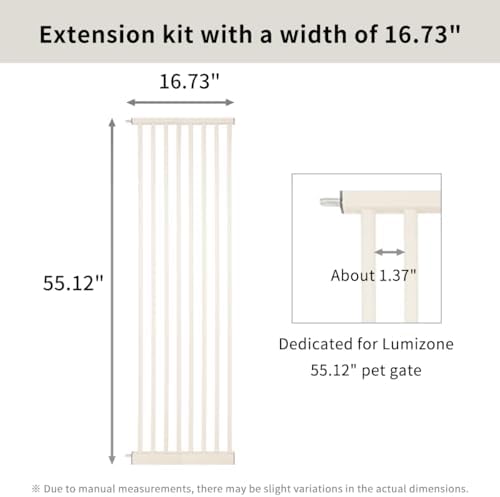 Lumizone 55.12" Extra Tall Pet Gate Extension Kit 16.73" Wide Cream - Image 2