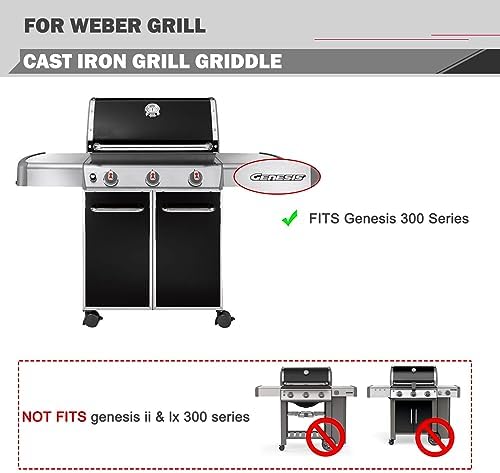 7566 Griddle Replacement Parts for Weber Genesis Griddle E-310 E-330 S-330 Grill Parts Weber Genesis 300 Series S-310 EP-310 E-320 S-320 EP-330 Cast Iron Flat Top Replacement Half Cooking Grates Plate - Image 3