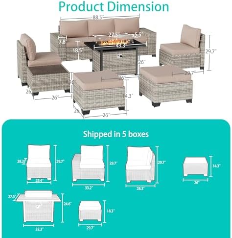 Outdoor Patio Furniture Set PE Wicker Rattan Outdoor Sectional Sofa - Image 4