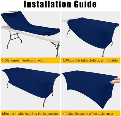 Smiry 2 Pack Spandex Table Cloth 36x36in, Elastic Fitted Navy Tablecloth - Image 6