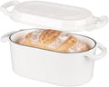 VORRINGARD Oval Dutch Oven Pot with Lid, Enamel Coating Cast Iron Bread Pans for Homemade Sourdough Bread Baking, Cooking, 4 Quart, White by Unknown