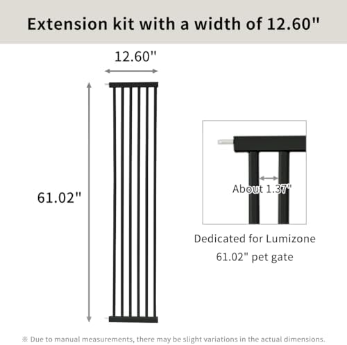Lumizone Extra Tall Cat Gate Extension Kit 61.02" High 12.6" Wide Black - Image 3