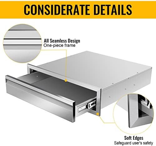 Outdoor Kitchen Drawers 24" W x 6.5" H x 23" D Inch Stainless Steel Flush Mount BBQ Single Drawers for Outdoor Kitchen Island, or Patio Grill Station - Image 4