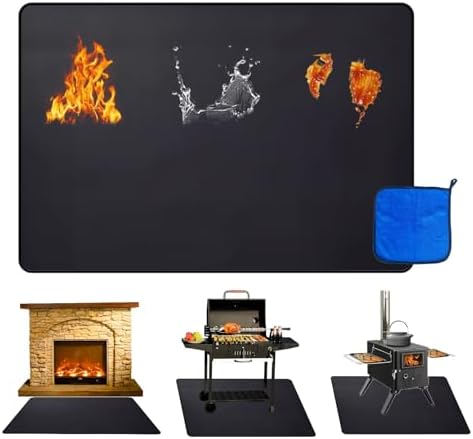 60x40 Inch Under Grill Mats for Outdoor Grill, Double-Sided Fireproof Waterproof Oil-Proof BBQ Mat for Fire Pit, Deck & Patio Protector Mat by Unknown