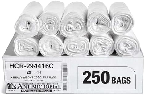Aluf Plastics 26 Gallon16 Micron (eq) Clear Trash Bags 29" x 44" 1000 Count by AlufPlastics