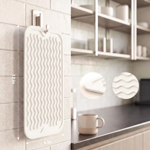 MicoYang Silicone Dish Drying Mat for Multiple Usage,Easy clean,Eco-friendly,Heat-resistant Silicone Mat for Kitchen Counter or Sink,Refrigerator or Drawer Liner White S 12 inches x 6 inches - Image 2