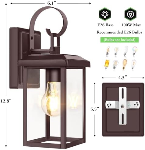 BesLowe 2-Pack Outdoor Wall Light Fixtures, Modern Porch Sconces, Brown - Image 6