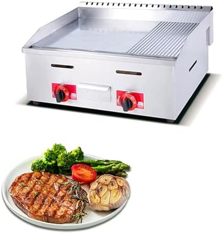 Commercial Stainless Steel Heavy Duty Outdoor Griddle,Countertop Flat Top Teppanyaki Fry Pan,with Adjustable Temperature, Lpg Gas Grill,for Medium to High Volumes,722 by Unknown