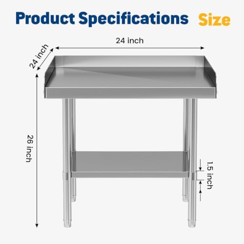 Stainless Steel Equipment Stand, 24 x 24 x 26 Inch Work Table - Image 2