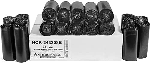 Aluf Plastics 12-16 Gallon Black Trash Bags (1000 Count) - 24" x 33" - 8 Micron Equivalent High Density Value Garbage Bags for Bathroom,Recycling(1 Pallet of 100 Cases, 100000 Bags Total) by AlufPlastics
