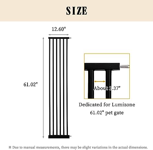Lumizone 61.02" Extra Tall Pet Gate Extension Kit 12.6" Wide Black - Image 2