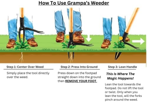 Grampa's Weeder Original Stand Up Weed Puller Tool with Bamboo Long Handle - Image 6