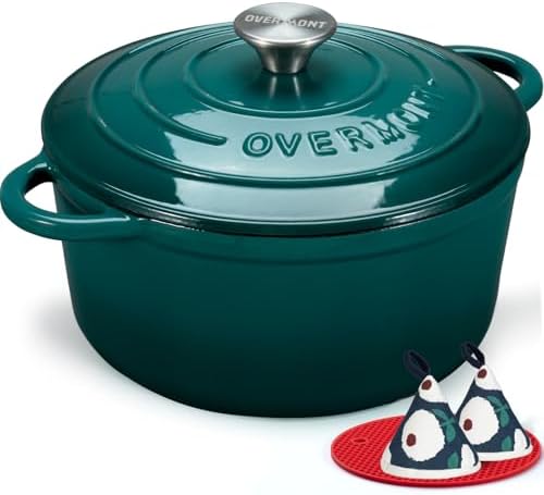 Overmont Enameled Cast Iron Dutch Oven - 4.5QT Pot with Lid Cookbook by Overmont