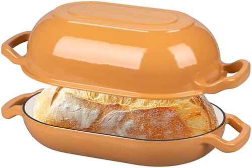 VORRINGARD Enameled Cast Iron Sourdough Bread Oven, Dutch Oven, Loaf Cast Iron Bread Pan for Homemade Bread Baking, Meatloaf Pan with Lid, 5QT, Yellow by Unknown