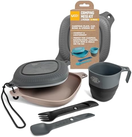 UCO Camping Mess Kit with Bowl, Plate, Collapsible Cup, and Switch Camping Spork by UCO