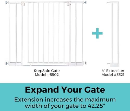 Toddleroo StepSafe Auto-Close Baby Gate 2-Bar Extension; 4" Wide, White - Image 3