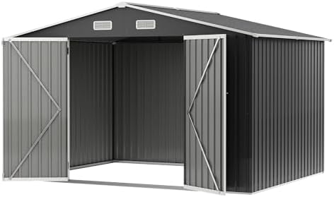 UDPATIO 10X8 FT Outdoor Storage Shed, Metal Shed for Patio&Garden,Grey - Image 2