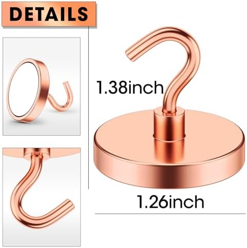 VNDUEEY Magnetic Hooks Heavy Duty, 110 Lbs Strong Magnets with Hooks for Cruise, Super Neodymium Earth Magnets Hook for Refrigerator, Magnets Metal Hook for Classroom, Kitchen,Garage (Rose, 10 Pack) - Image 5