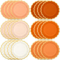 48 Pcs Orange Paper Plates 9 Inch Scalloped Fall Party Supplies by Tiangrid